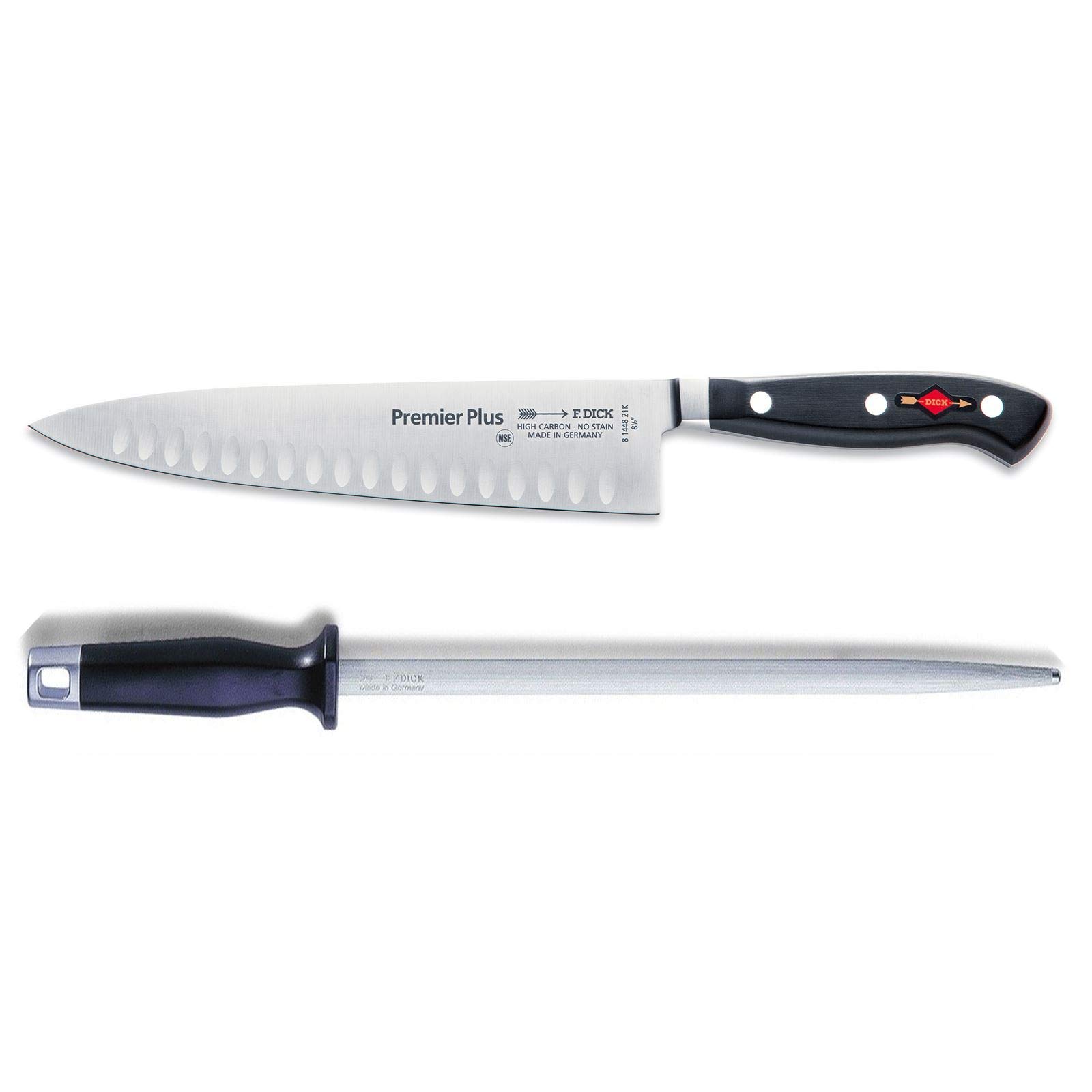 dick-premier-plus-kochmesser-21-cm-kullenschliff-set-wetzstahl image 1