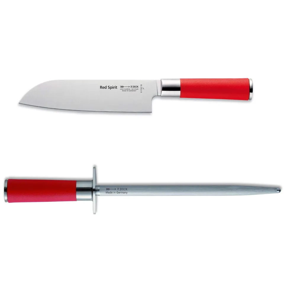 f-dick-red-spirit-santokumesser-18-cm-set-mit-wetzstahl-rot image 1