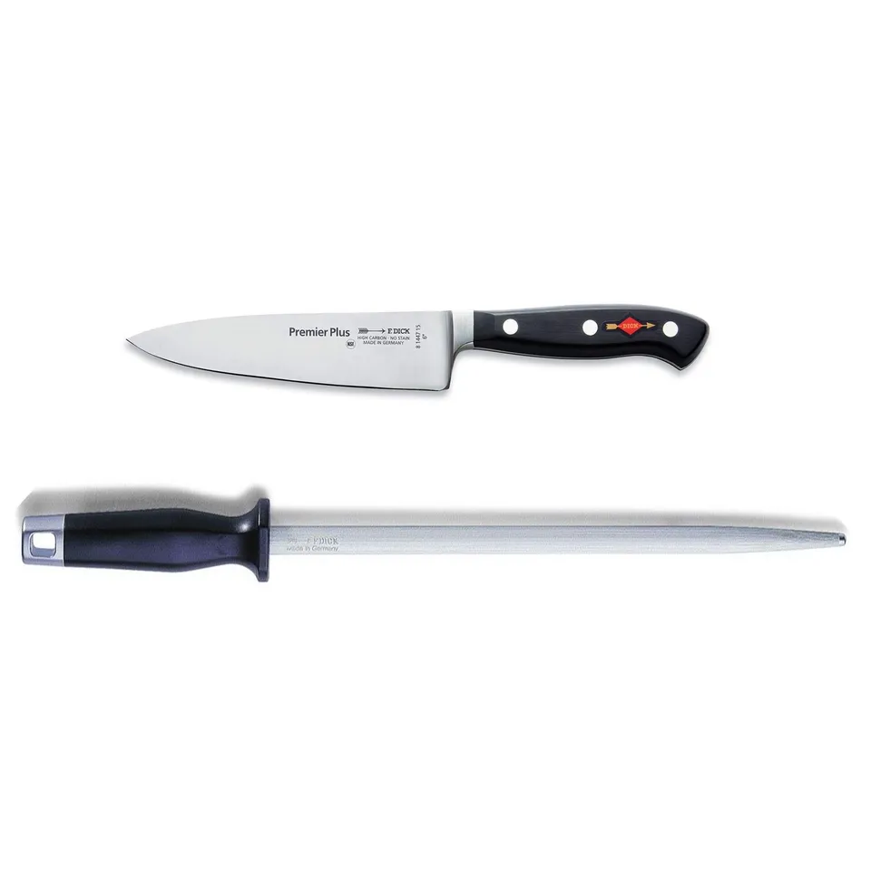dick-premier-plus-kochmesser-15-cm-set-mit-wetzstahl-25-cm-geschmiedet image 1