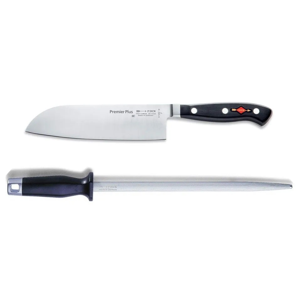 f-dick-premier-plus-santoku-18-cm-messerset-mit-wetzstahl-geschmiedet image 1
