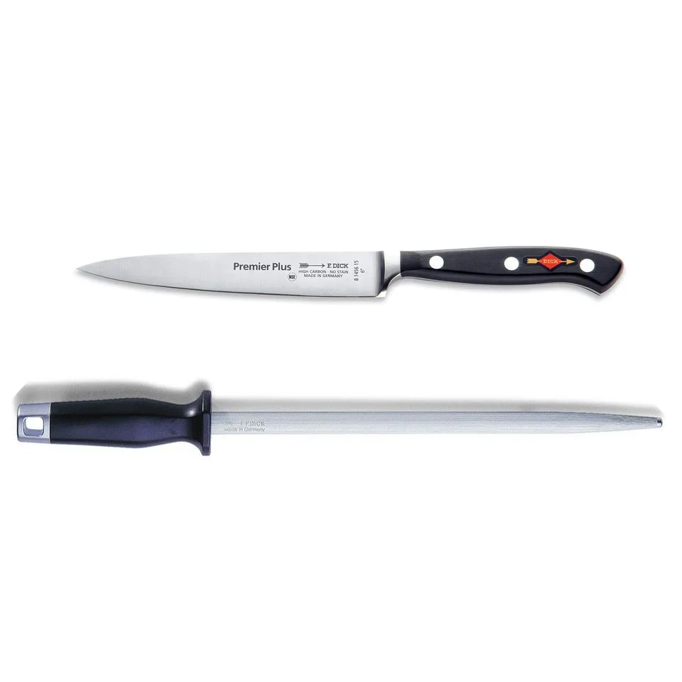 dick-premier-plus-tranchiermesser-15-cm-set-wetzstahl-25-cm-geschmiedet image 1